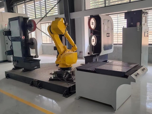 Sistema robótico de acabado de metal habilitado por CNC con capacidad de compensación de posición adaptativa y rectificación de precisión